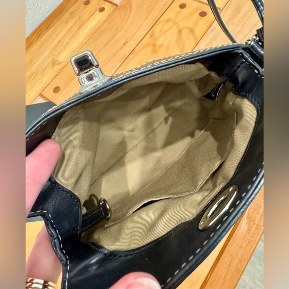 Coach Legacy Top Turnlock Baguette Bag Wristlet in Black Patent Leather